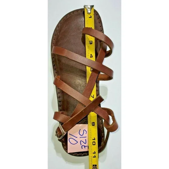 NEW JESUS - 01 SANDALS W HEEL UNISEX HANDMADE LEATHER BROWN NEW W/O BOX Brown - Picture 7 of 9